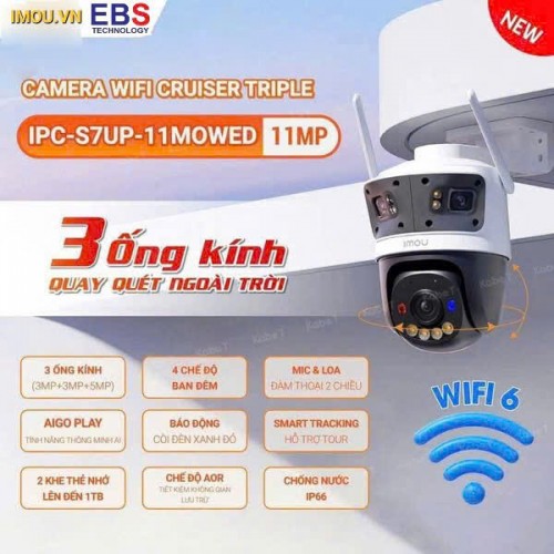 Camera Imou 3 mắt Cruiser Triple IPC-S7UP-11M0WED  Camera Imou 3 mắt Cruiser Triple IPC-S7UP-11M0WED