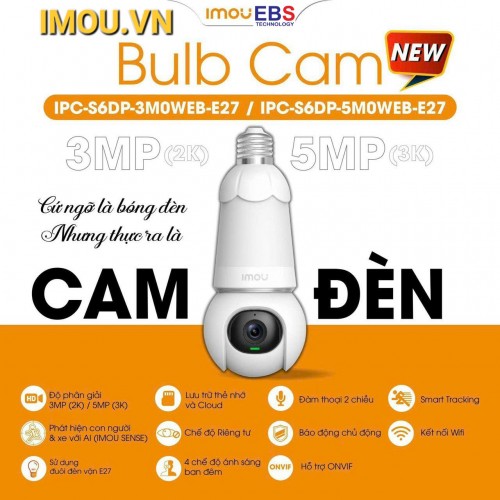 Camera bóng đèn Imou, camera ngụy trang Imou độ phân giải 2K 3MP Camera bóng đèn Imou, camera ngụy trang Imou độ phân giải 2K 3MP