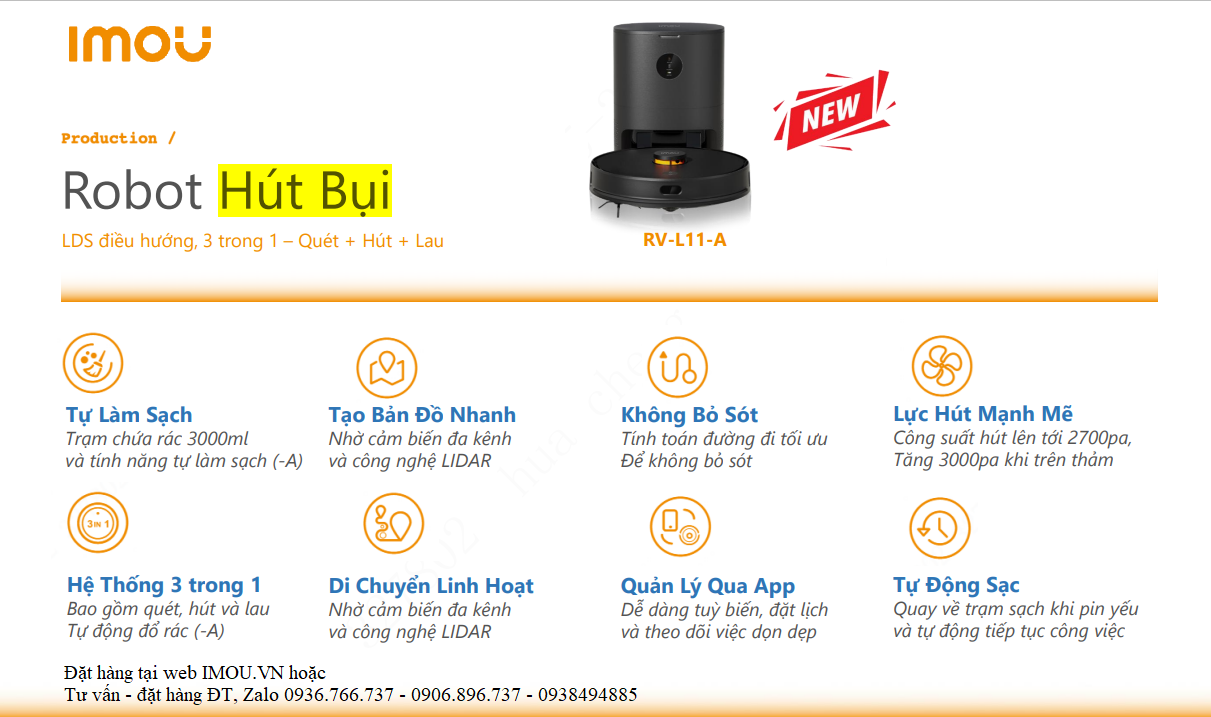 Robot Hút Bụi Thông Minh Imou Vacuum Cleaner RV-L11-A